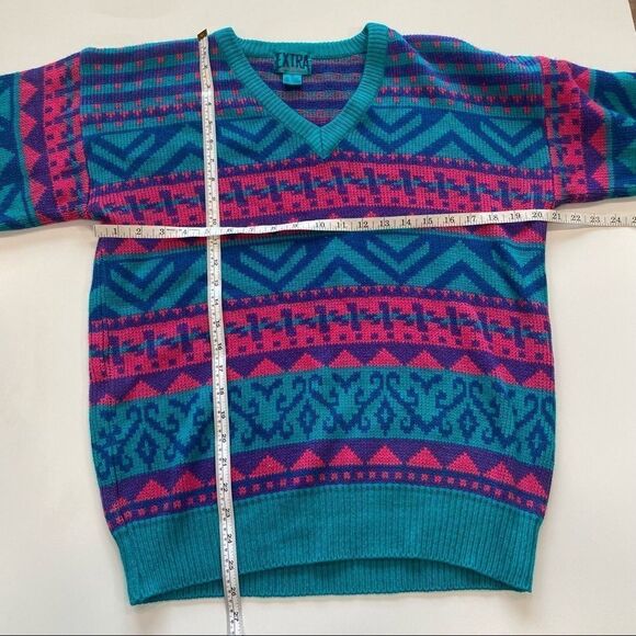 Vintage Sweater 80s‎ Knit Geometric Oversized Sweater med. - Picture 2 of 5